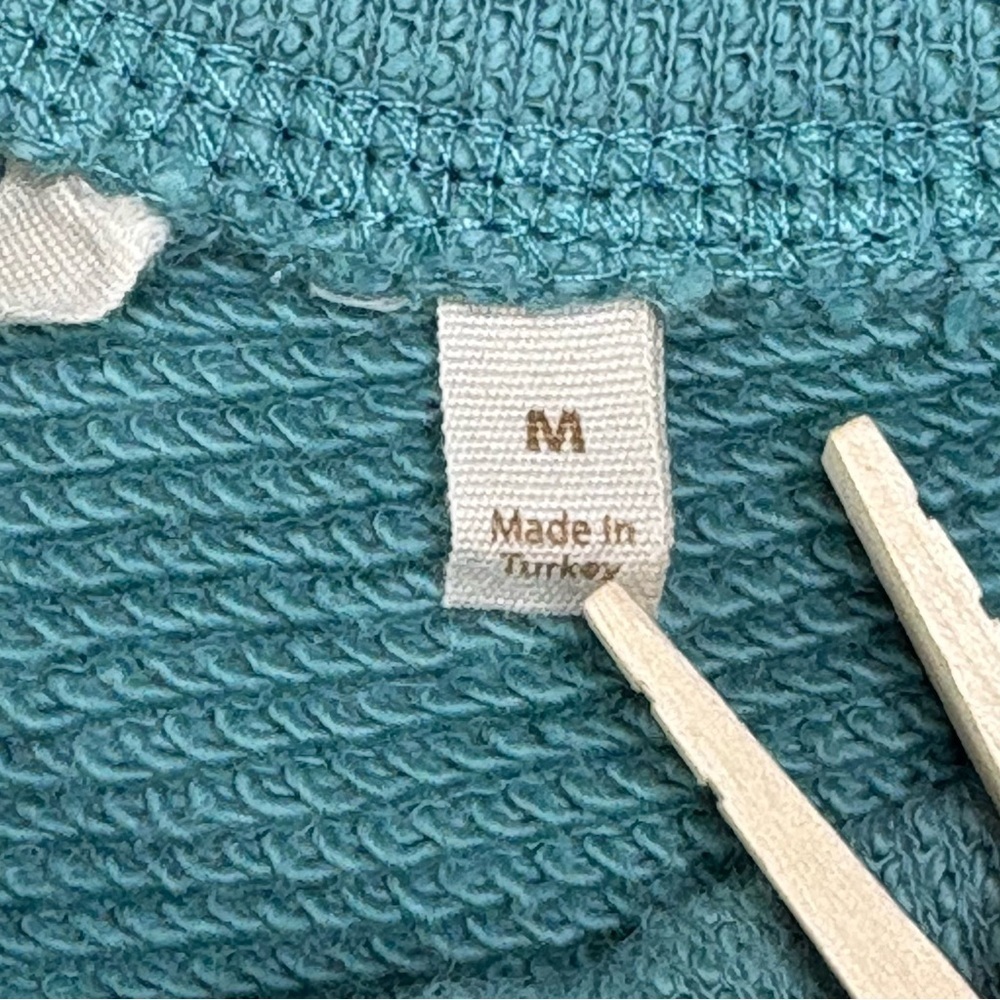 Soft Surroundings Drawstring Neck Tunic Top Size M Cotton Knit Teal Blue - Picture 8 of 10